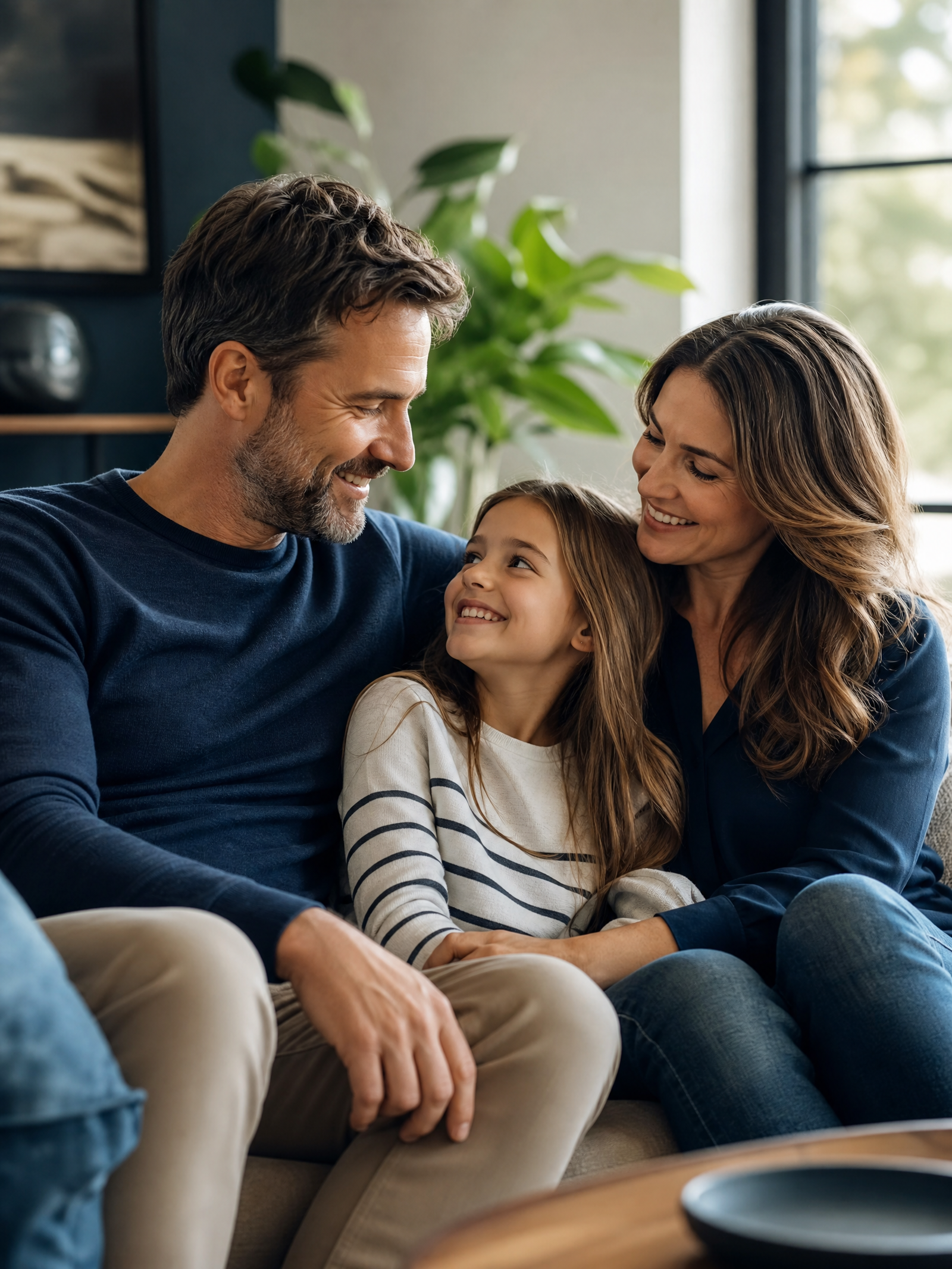 Happy family spending time together at home
