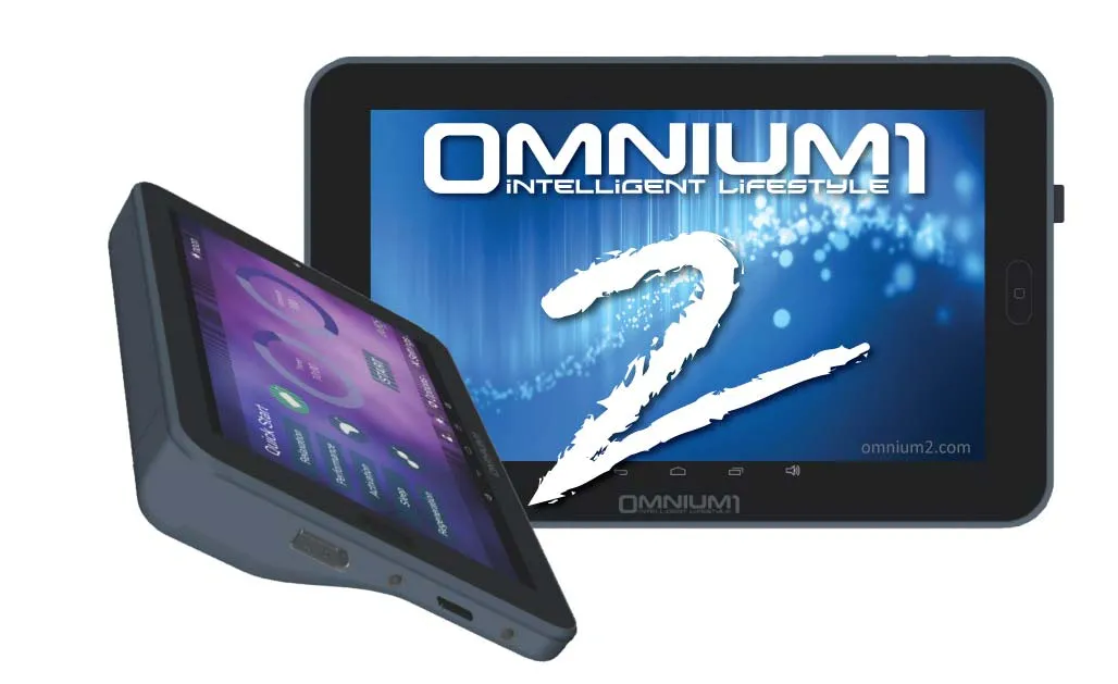Omnium1 2.0 tablet controller shown from two angles