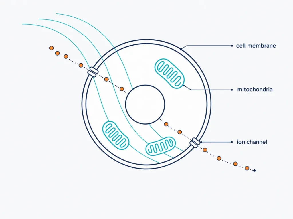 How a pulsed electromagnetic field interacts with cell membrane and mitochondria