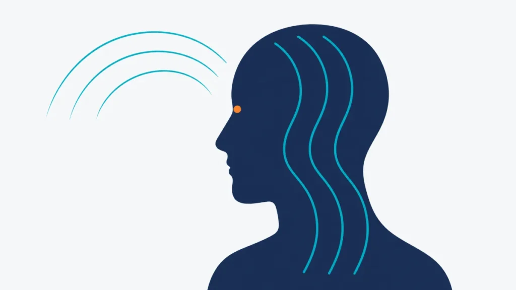 Simplified figure with a descending wave motif representing sleep and stress